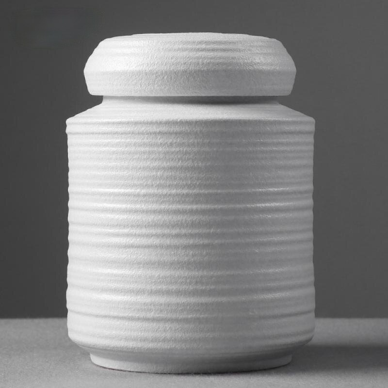 Urna de cerámica para cenizas funerarias, recipiente de almacenamiento con sello para urna de cremación humana de mascotas, recuerdo Pal, color blanco o negro: 10   13x15.5cm