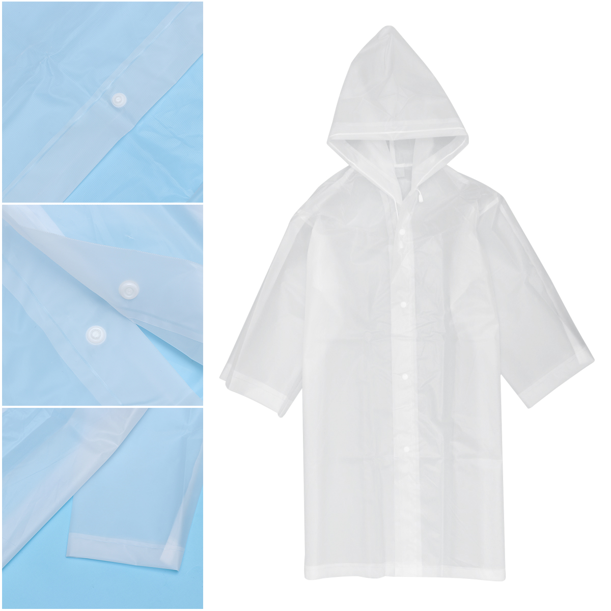 Kid Raincoat Simple EVA Thickened Translucent Raincoat for Girl Kid Child (Blue): White