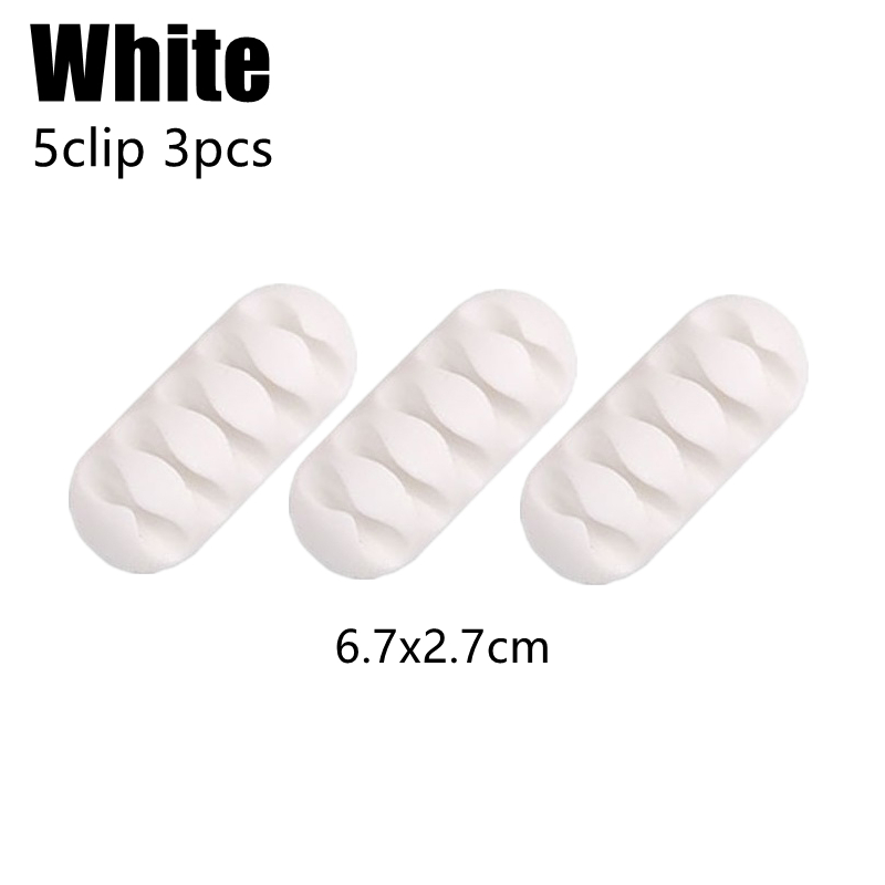 Cable Management Cord Organizer Kit Self Adhesive Cable Clips Cord Desk Wire Ties Fixer for TV PC Computer Headphone Line Holder: 3pcs White (5 clip)