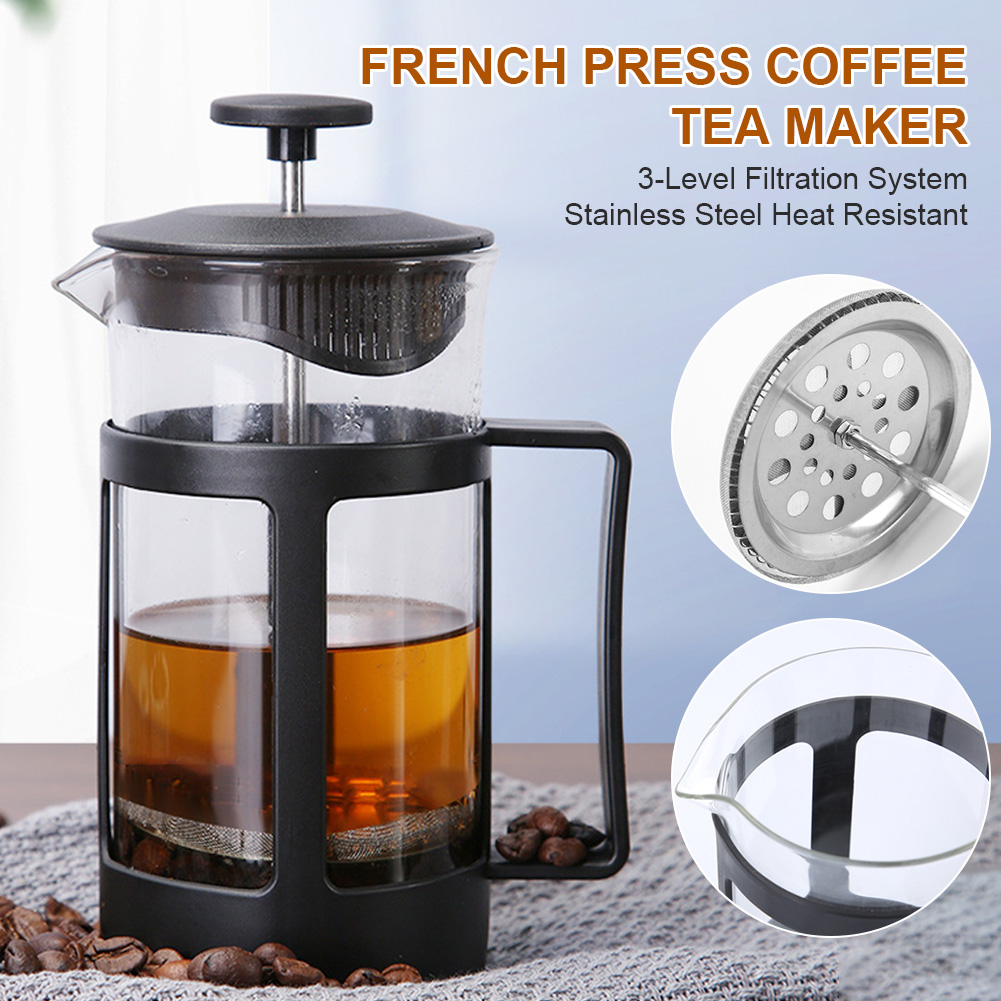 350ml franske presser kaffe/te brygger gryde kedel varmebestandig rustfrit stål glas stempel kaffekande