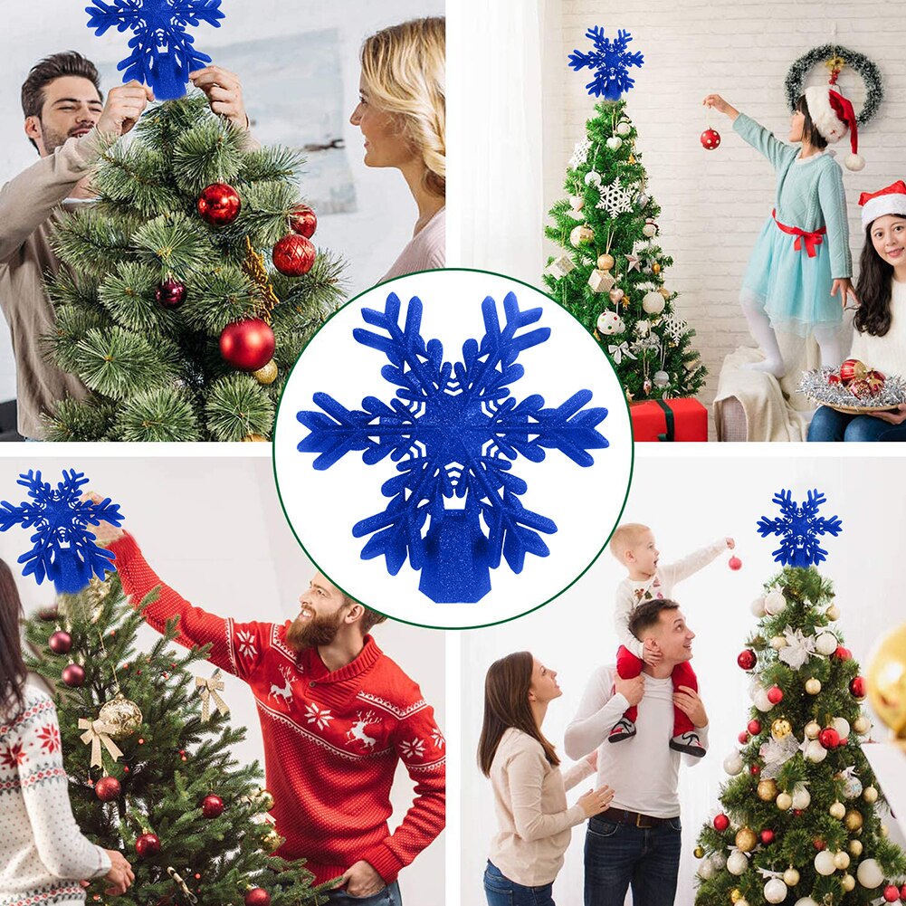 Christmas Tree Decorations Snowflake Projector Christmas Tree Topper Light LED Rotating Snowflake Blue Glitter Xmas Decoration
