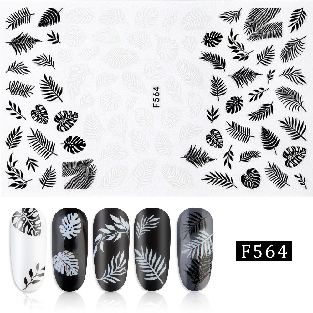 1pcs 3D Bloeiende Bloem Nail Stickers Zelfklevende Nail Art Stickers Bloem Leaf Nail Sticker en Sticker Nail Art Tips DIY Decoratie: F564