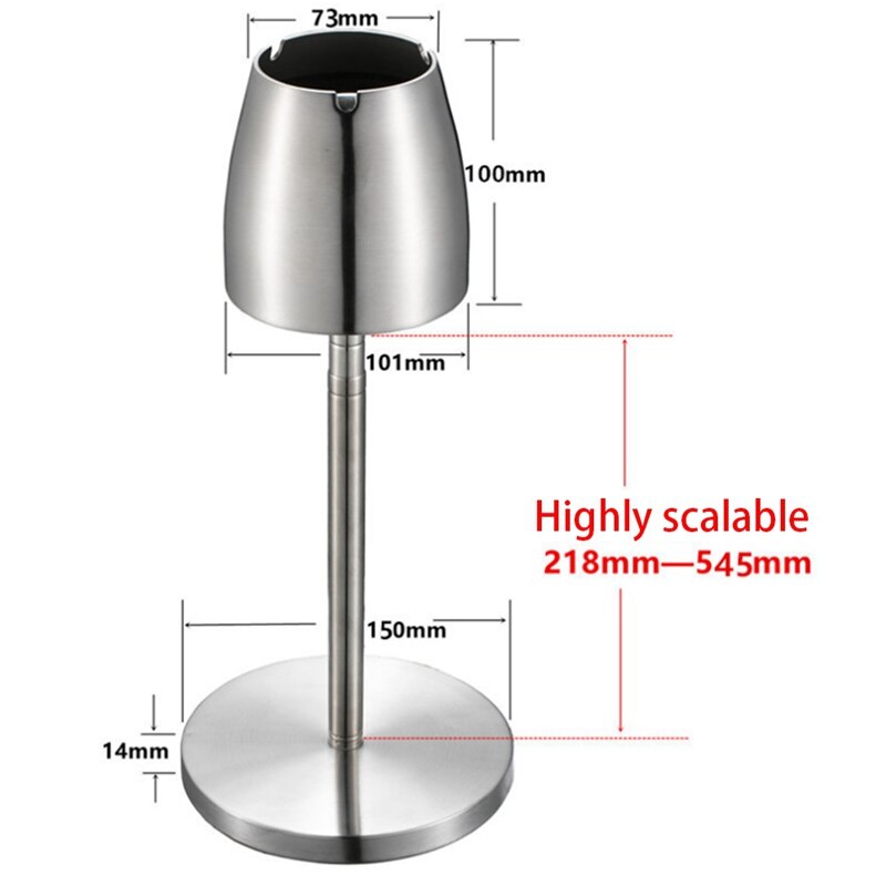 Rvs Telescopische Asbak Vloerstaande Ash Tray Asbak Draagbare Metalen Grote Winddicht Asbak