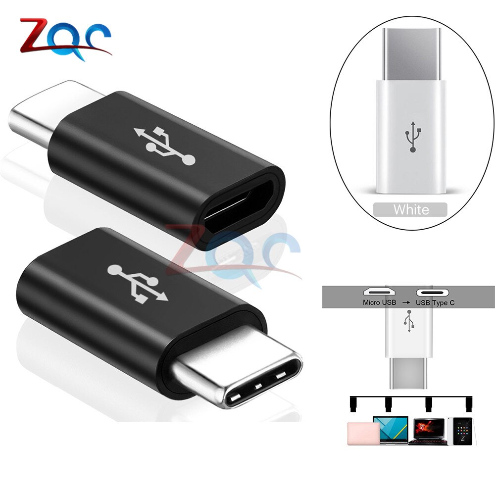 3 pcs USB 3.1 Type-C Male Connector naar Micro USB 2.0 5Pin Vrouwelijke Data Adapter Converter USB Type C Adapter Zwart Wit