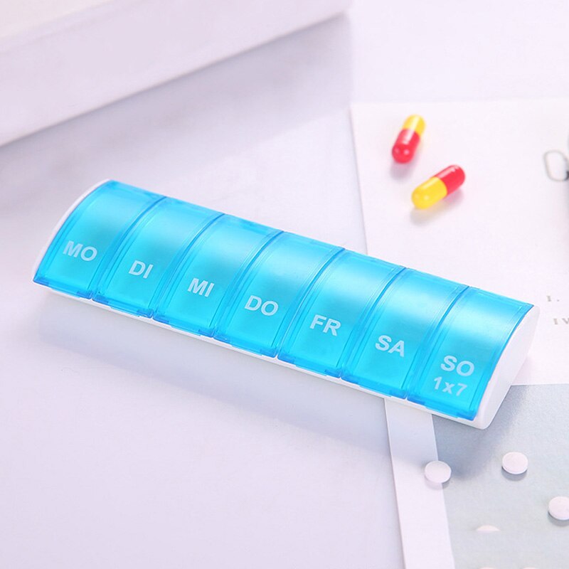 7 dages ugentlig pilleorganisator tablet pilleopbevaringsboks plastik medicinæske splittere sdfa 88: Blå