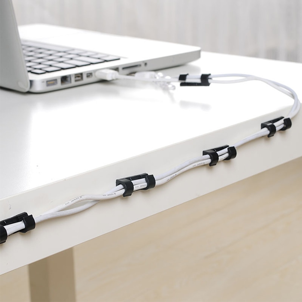 20 stk / pakke ledelse hjemmekontor klemmer skrivebordsholder selvklæbende ryddeligt organisere ledninger fastgørelsesdele holdbart slips kabelclips