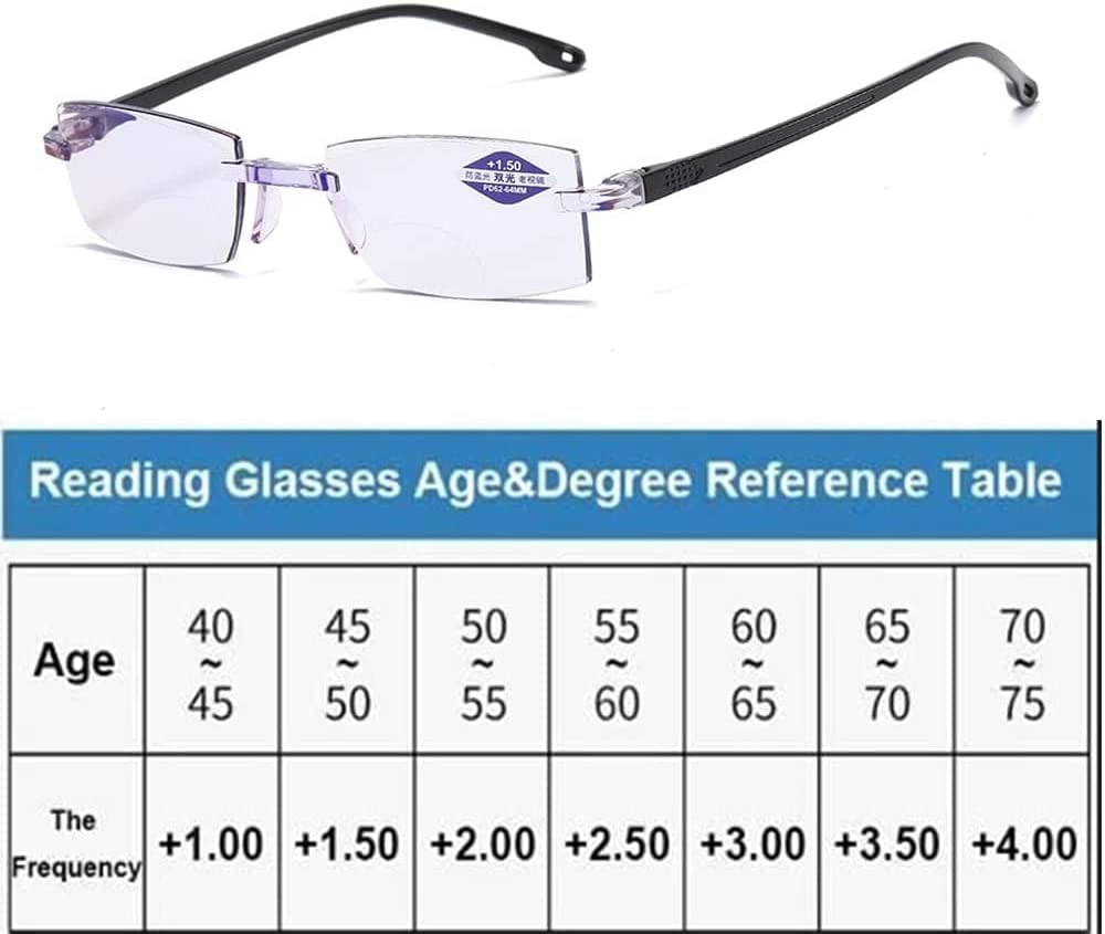 Gafas inteligentes con ajuste automático para hombre y mujer, lentes de aumento con brillo de lectura, antiluz azul + 1,0-+ 4,0