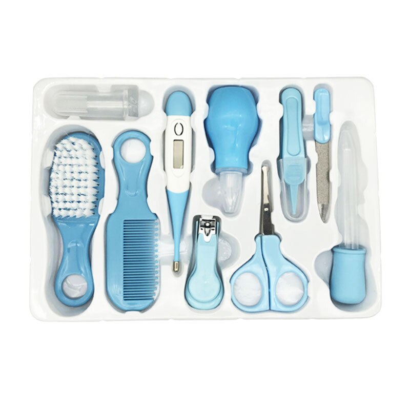 10 Stks/set Pasgeboren Baby Grooming Kit Nagelknipper Veiligheid Care Set Baby Nail Trimmer Gezondheidszorg Kit Gezondheidszorg Kit Draagbare: Blauw