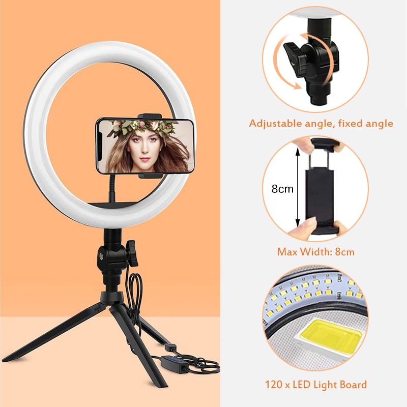 10 zoll 26cm USB Ladegerät Neue Selfie Ring Licht Flash Led Kamera Telefon Fotografie Verbesserung Fotografie Für Smartphone Studio