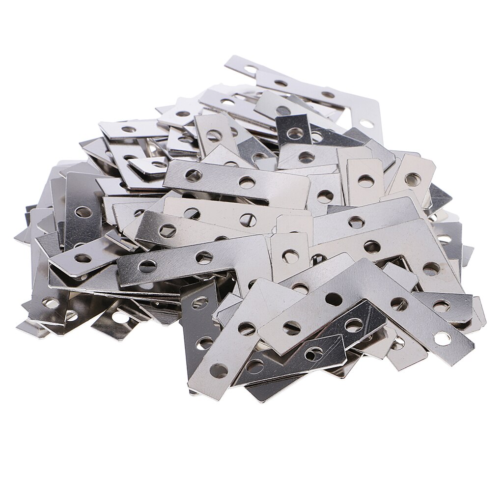Set Of 100 Metal Flat Connectors L Shape Perforated Plate Fastening Wood Connector