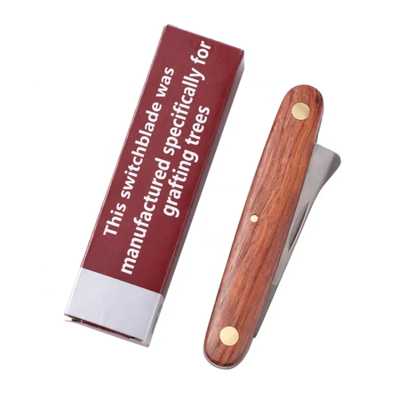 Folding Grafting Knife Plant Grafting Pruning Tools Garden Fruit Tree Cutter Stainless Steel Wooden Handle Knife