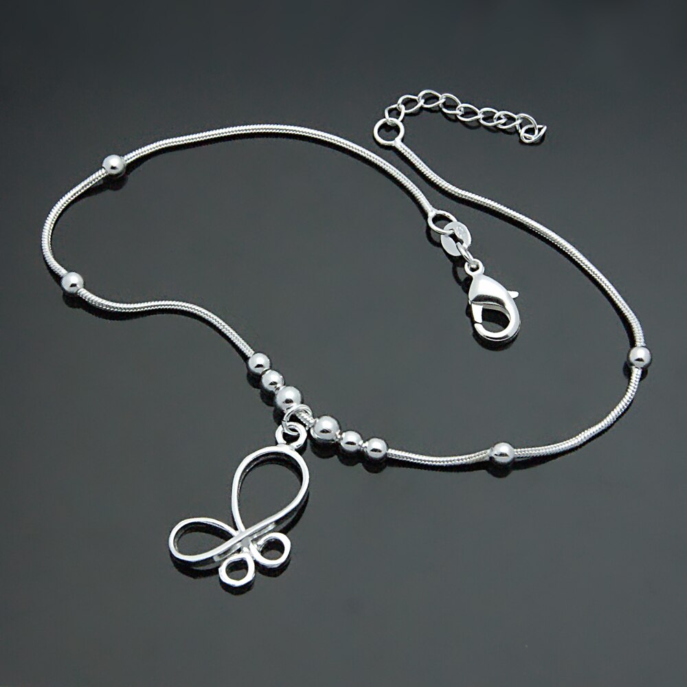 Zomer Vrouwen Sieraden 925 Sterling Zilveren Enkelbandje Leuke Vlinder Hanger Solid Silver Enkelband Femal Populaire Bijoux