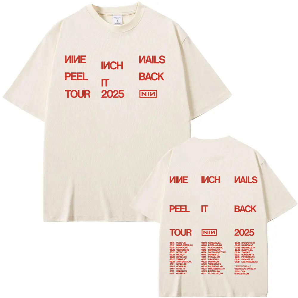 Nine inch nails peel it back tour-t-shirts til mænd og kvinder, sommer-t-shirts, blødt bomuldstøj: L / Brun
