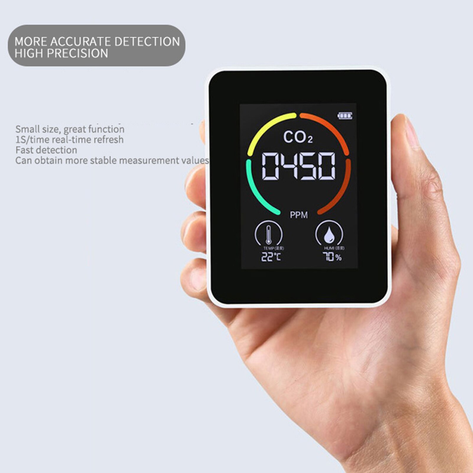 CO2 Air Detector Carbon Dioxide Detector Agricultural Production Greenhouse CO2 Monitor White