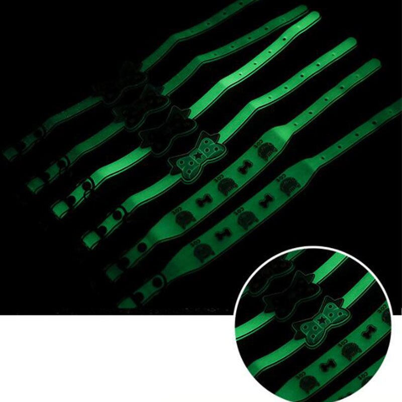 Collier lumineux en Silicone Fluorescent pour chat, avec cloches, anneau de cou pour chien et chat, accessoires lumineux Anti-perte