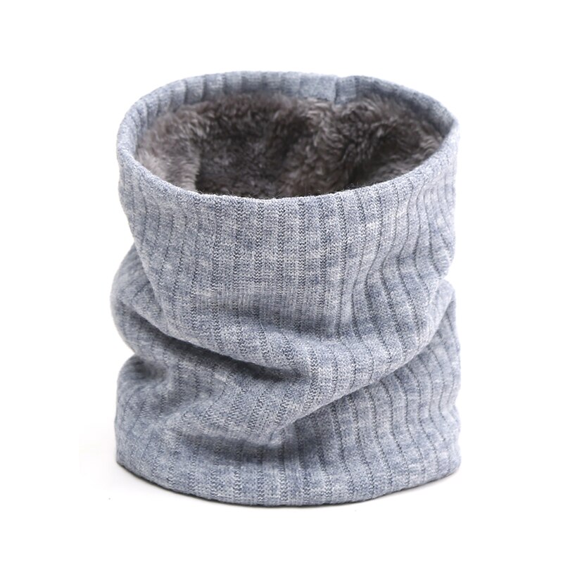 Unisex Winter Scarf Knit Solid Women Ring Neck Scarves Thick Fur Bandana Cotton Men Outdoor Warm Soft Collar Wraps: WB3-10 gray