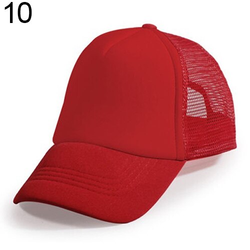 Unisex Trucker Cap Baseball Mesh Adjustable Hats: Red