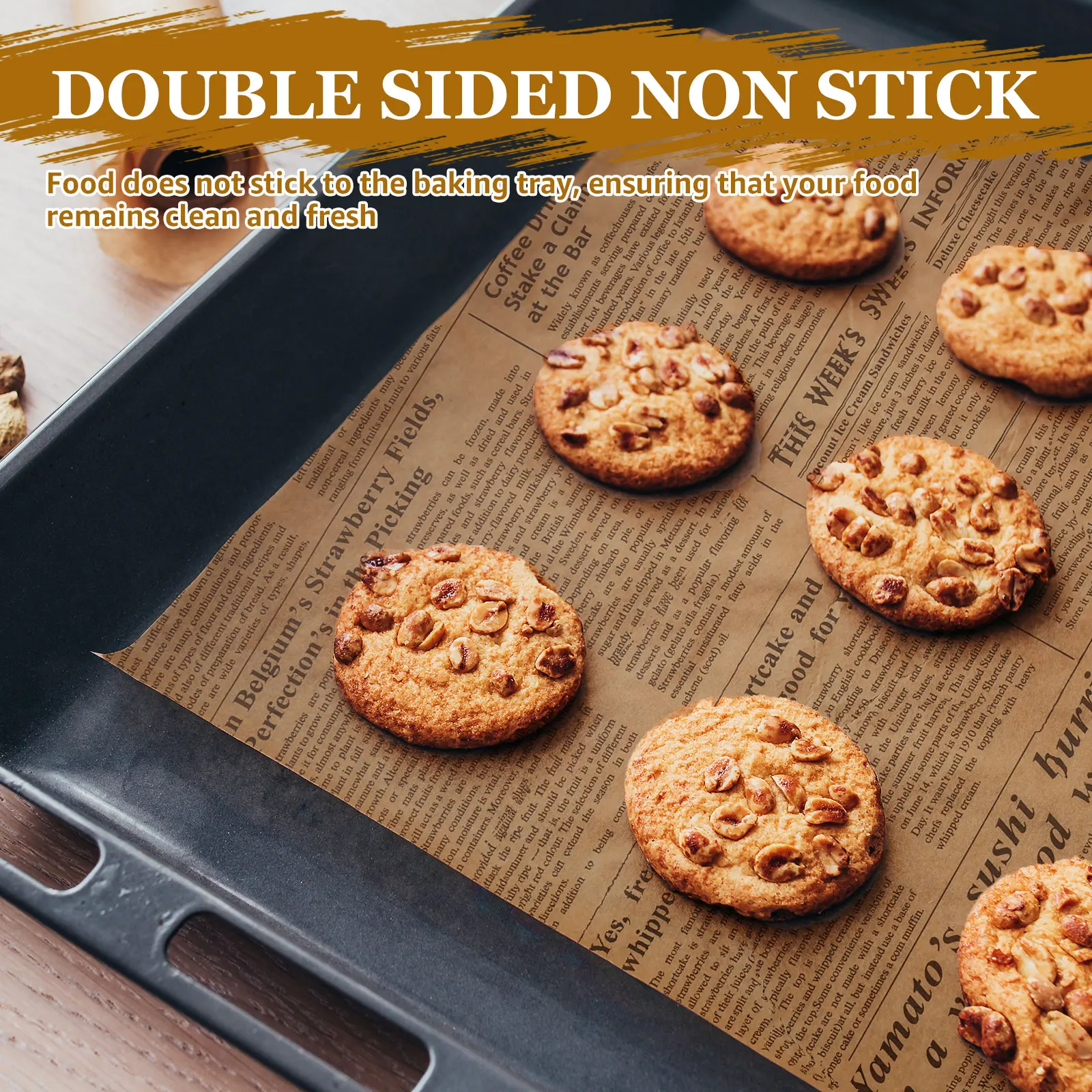 Baking Parchment Paper Roll Non Stick Baking Paper Newspaper Printing Food Wrapping Paper for Baking Cookies Bread Pizza