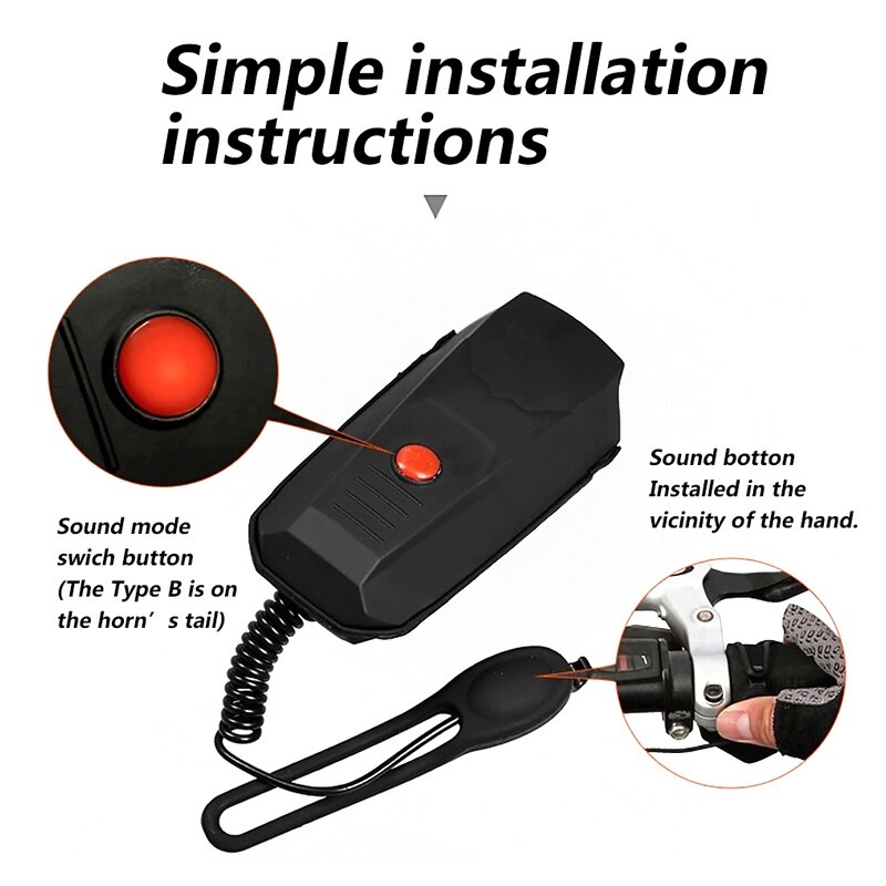 Electronic Bicycle Bell Cycling Horns Bike Bicycle Handlebar Ring Bell Horn Strong Loud Air Alarm Bell Sound Bike Horn Accessory