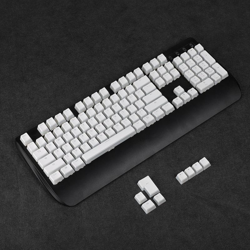 OEM Pudding Shine Through Backlit ANSI ISO 112 Key Double Shot PBT Keycaps For Mechanical Keyboard Keychron GK61X 61 87 104: White Pudding