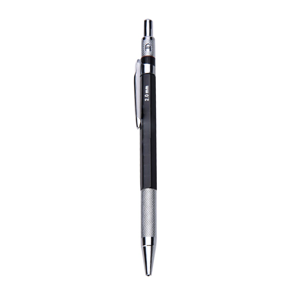 Metalen mechanische potloden 2.0 mm 2b stiften houder tekenpotloodset met 12 stuks stiften schrijfbenodigdheden schoolbenodigdheden