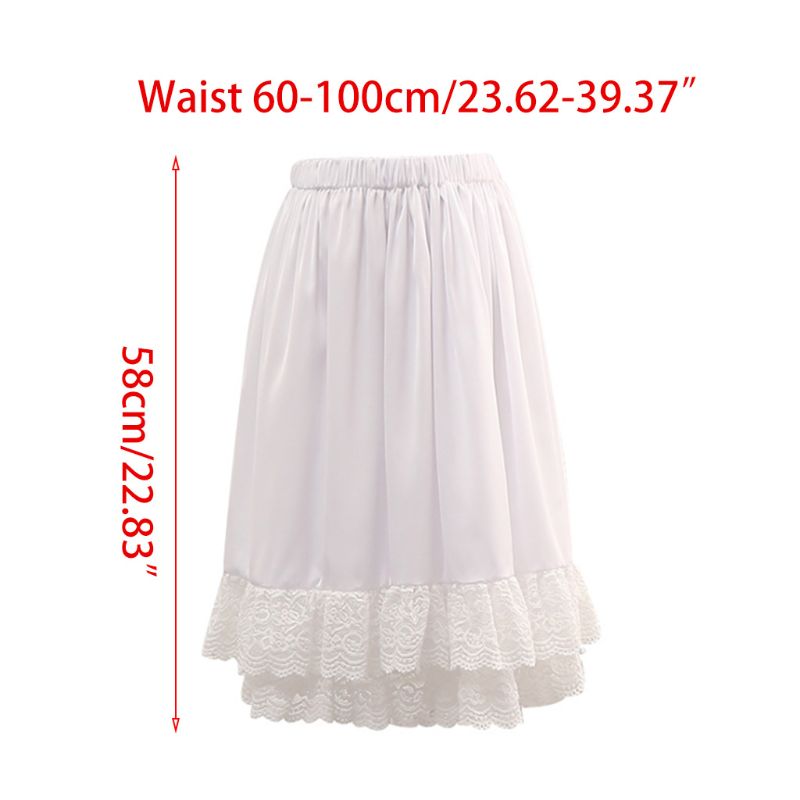Womens Double Layer Skirt Extender Lace Trimmed Half Slip Crinoline Underskirt Double Layer Dress Extender