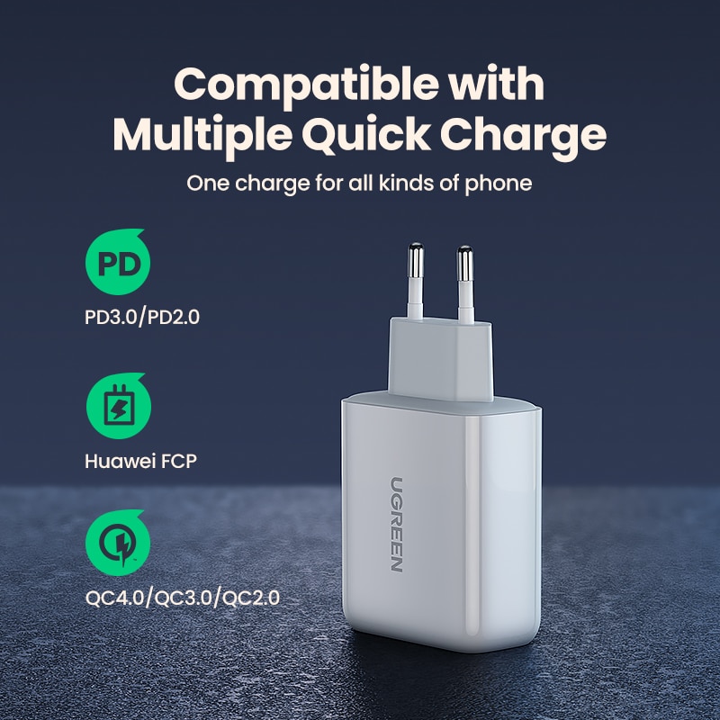 UGREEN USB PD Ladegerät 45W Quick Charge 4,0 3,0 Schnelle Ladegerät für iPhone 11 8 Xs iPad USB C ladegerät für Notebook Redmi Hinweis 7