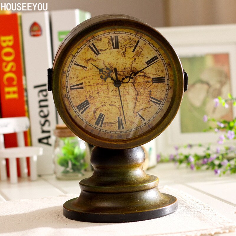 Reloj de escritorio de hierro antiguo europeo, – Grandado