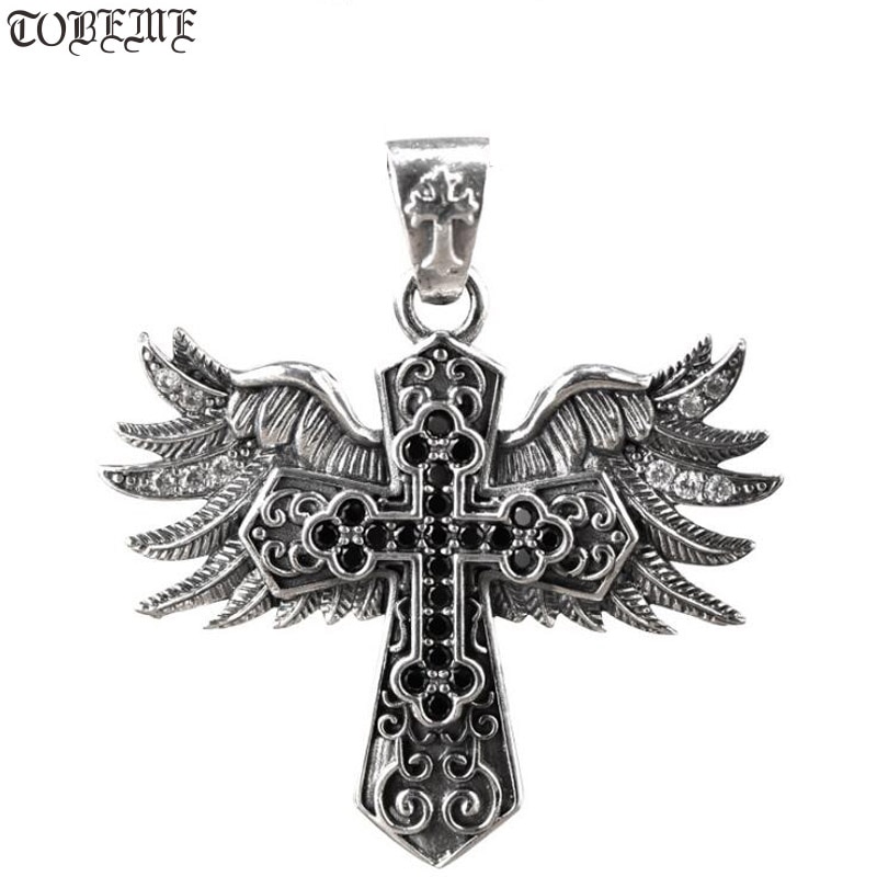 100% 925 Silver Cross Pendant 925 Sterling Wing Pendant Vintage Silver Cross Pendant