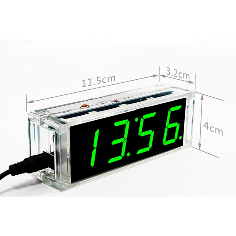 DIY Digitale Uhr Bausatz 4 Ziffer LED Elektronische Uhr Bausatz Großen Bildschirm Mit transparent fallen LED Grün