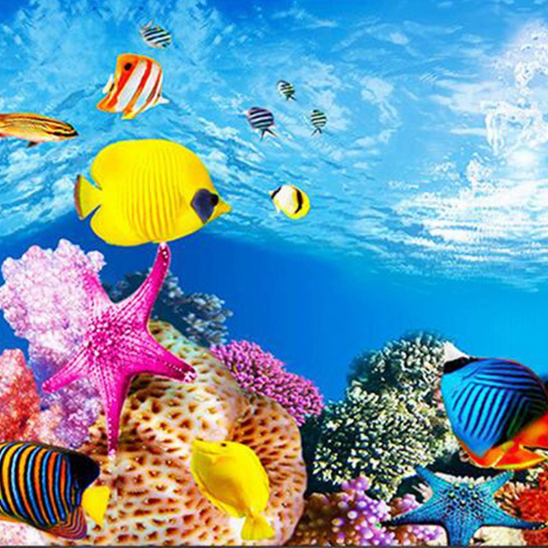 NHBR Aquarium hintergrund papier HD bild 7d drei-dimensional fisch Panzer tapete hintergrund malerei doppelseitig Aquarium