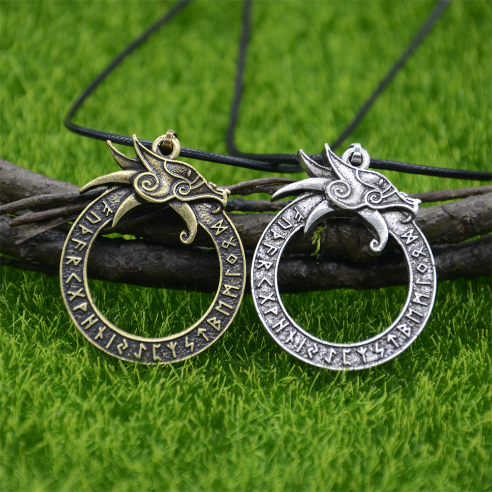 Runiczne runy amulet gotyckie akcesoria Ouroboros Norse smok Got naszyjnik wiking talizman biżuteria