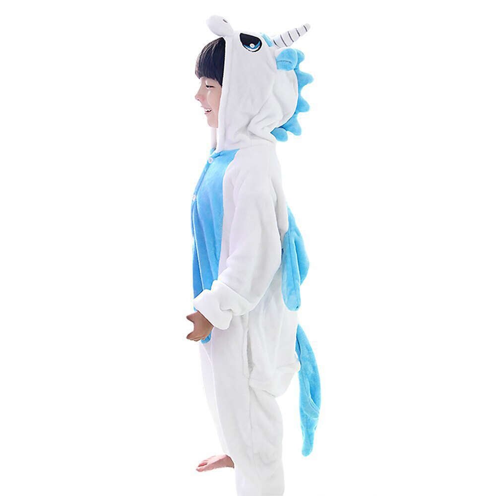 Pijama de unicornio azul con alas, mono con capucha para niños, ropa de dormir