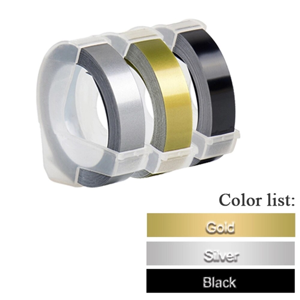 3Rolls 3D Embossing Label Tape white on Clear Transparent 9mm*3m for DYMO 12965 1880 Label Printer and MOTEX E-101 label maker: 3Pcs Mix Color Set M