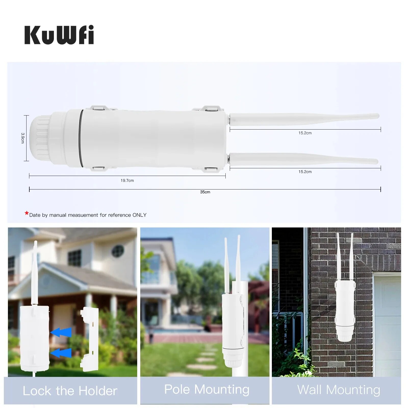 KuWFi IP67 à prova d'água 4G LTE WiFi Router - Hotspot de Internet com cartão SIM de alta velocidade de 300 Mbps com suporte para 64 usuários