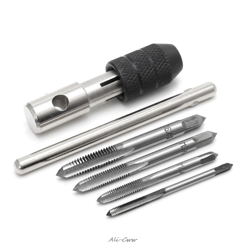 5 st / set t typ maskin handen skruvgänga taps brotsch  m3/m4/m5/m6 tappuppsättning med twist borrkronor och skiftnyckel
