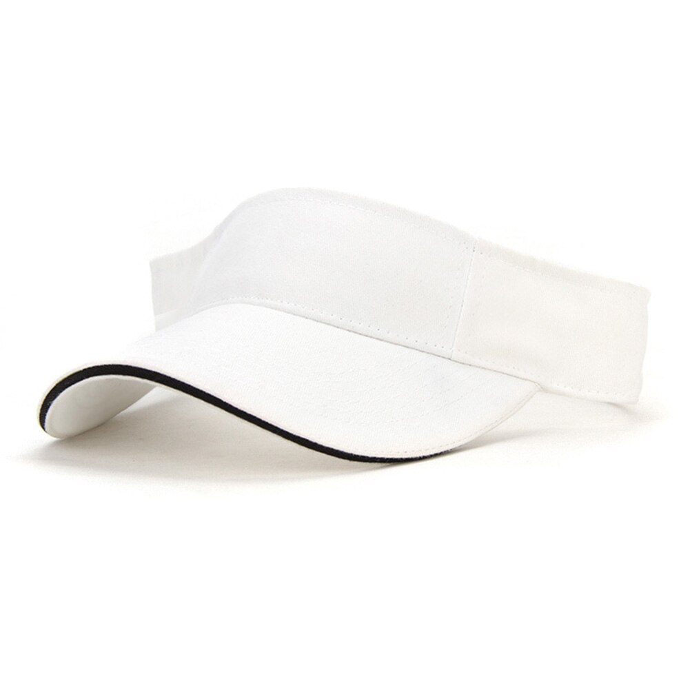 Men Women Adjustable Casual Party Running Sunscreen Outdoor Visor Cap Summer Sports Training Adult Tennis Golf Solid: White