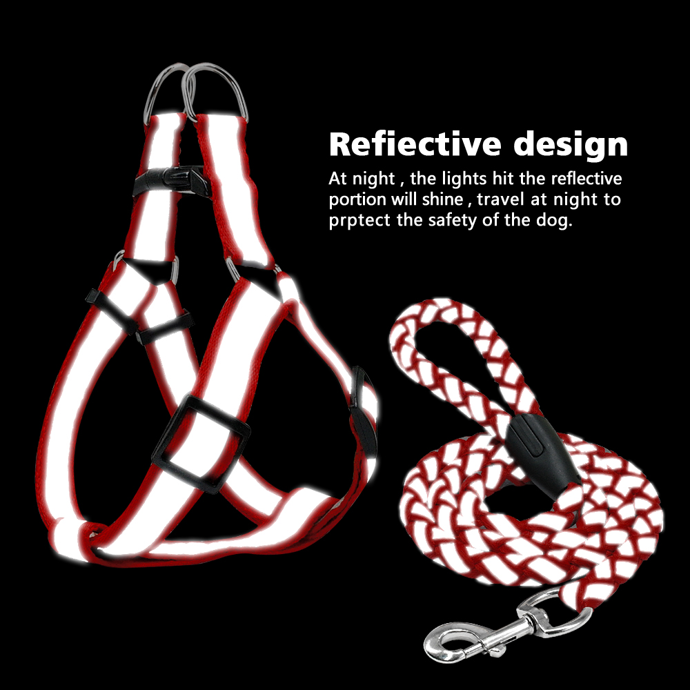 Stap-in Reflecterende Nylon Hond Harnas Vest Geen Pull Verstelbare Pet Puppy Lopen Training Harnas Leiband Set Voor Kleine medium Hond