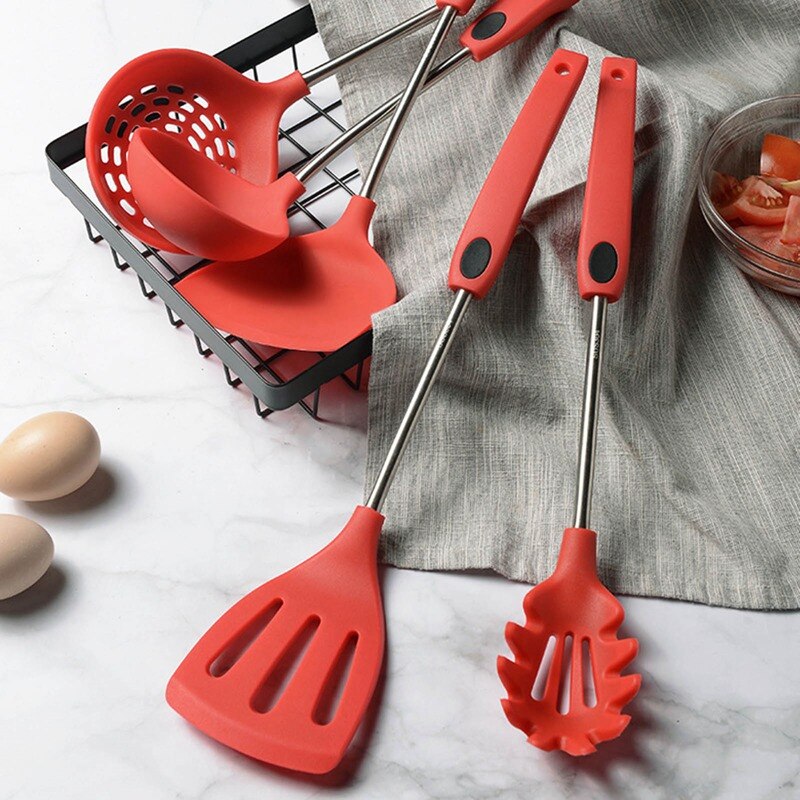 Silicone Utensil-Set Turner Spatula Cooking-Spoon Soup Pastry Tools 11-in-1 Kit Versatile Kitchen Spatula
