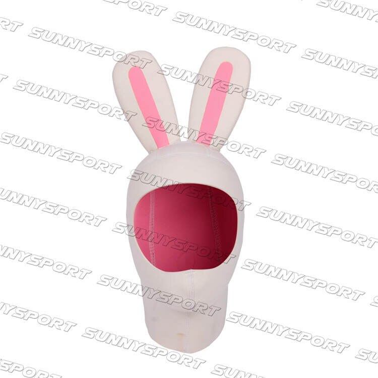 4mm rabbit cartoon submersible wigs submersible cap pink white female Cartoon diving cap hood Adult children scuba diving cap: White