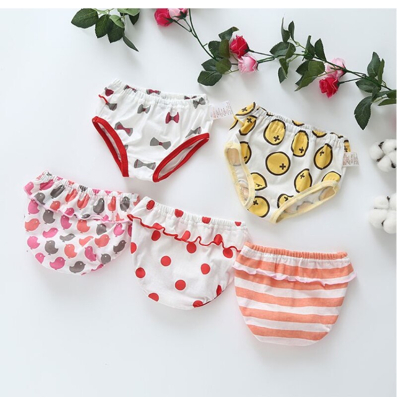 5pieces/lot Baby Underwears Infant Panties Newborn Underpants Baby Panties Cute Briefs for Girls Reusable Breathable Under Pant