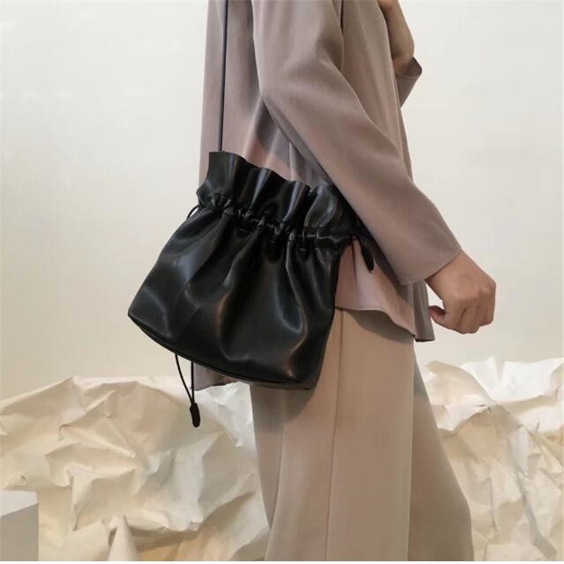 Bolso de hombro pequeño clásico con cordón para mujer, Mini bolsos cruzados de cuero Pu de de ocio informal a la para mujer