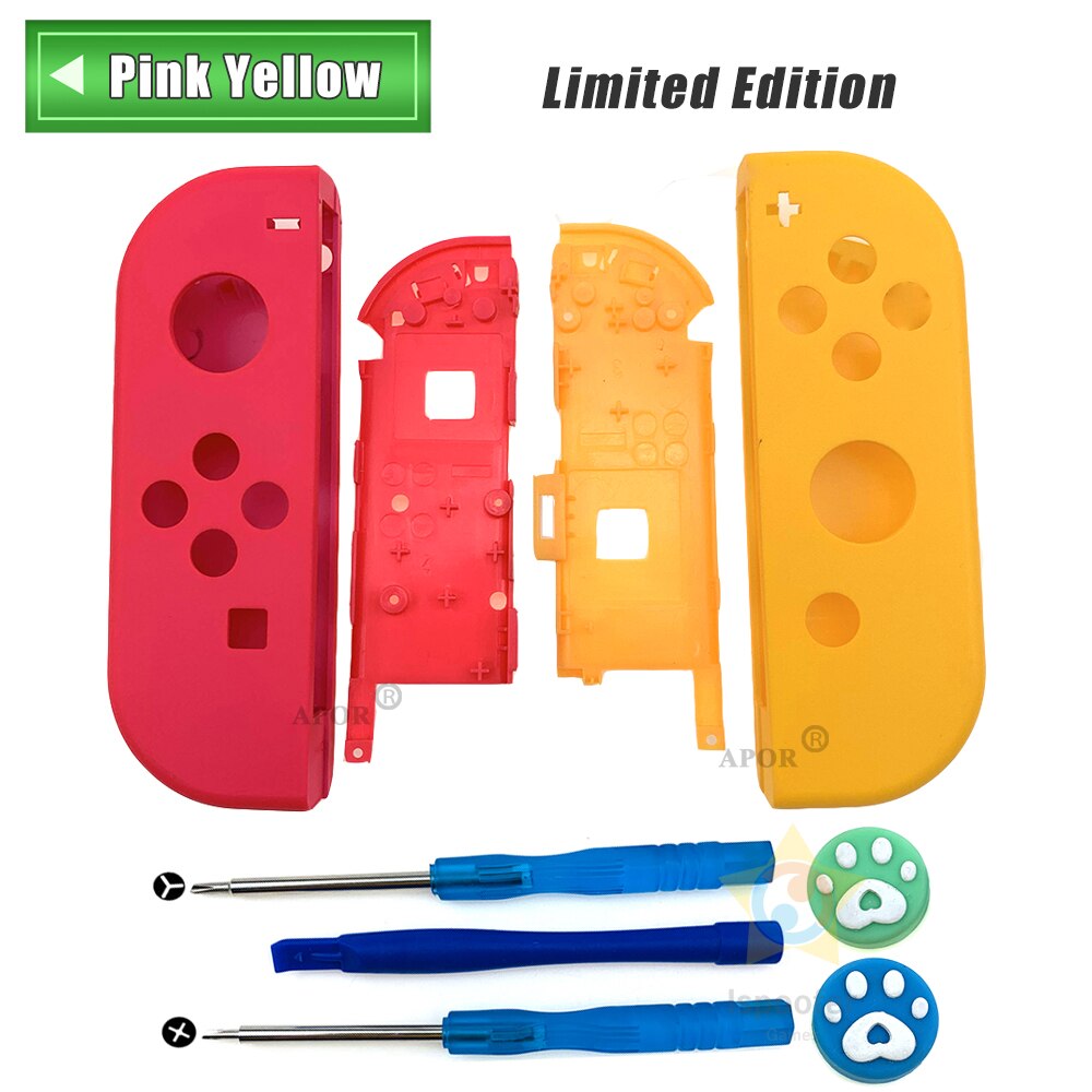 For Joy-con Shell for Nintendo Switch NS JoyCon Controller Replacement Housing Shell Right Left Case With Tools: Pink Yellow