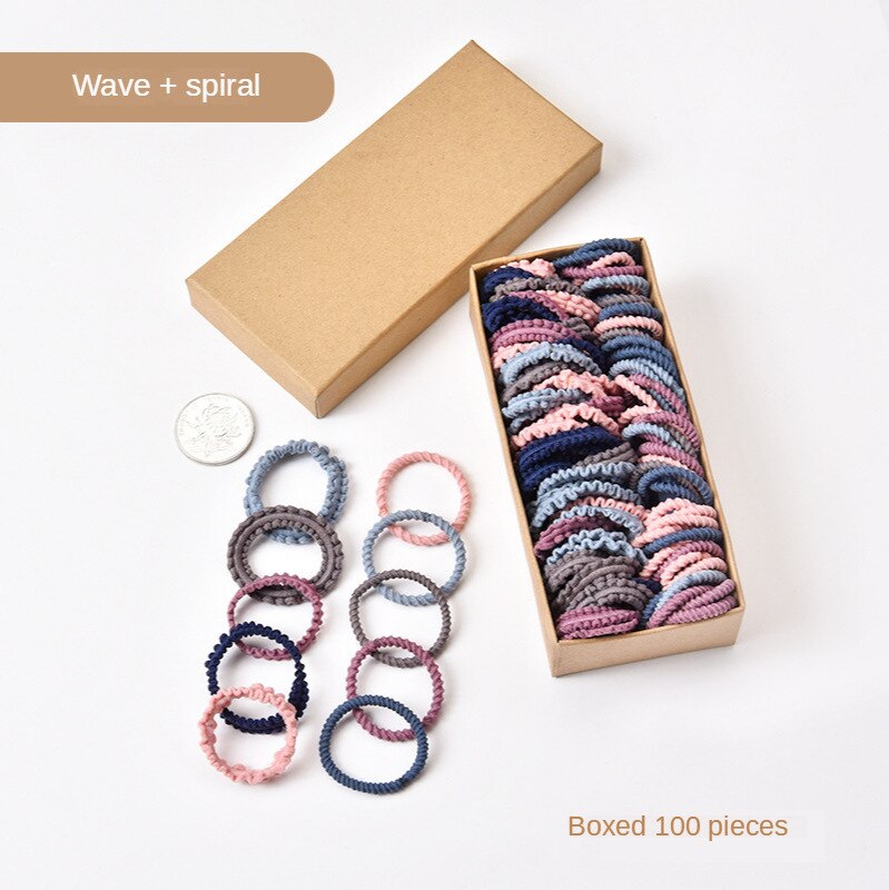 Kinderen Rubber Haarband Niet-Wegwerp Haarband Boxed Baby Kleine Nummer Meisjes Haarband Meisje Haar Accessoires Hoofdtooi: Wave 50   Spiral 50