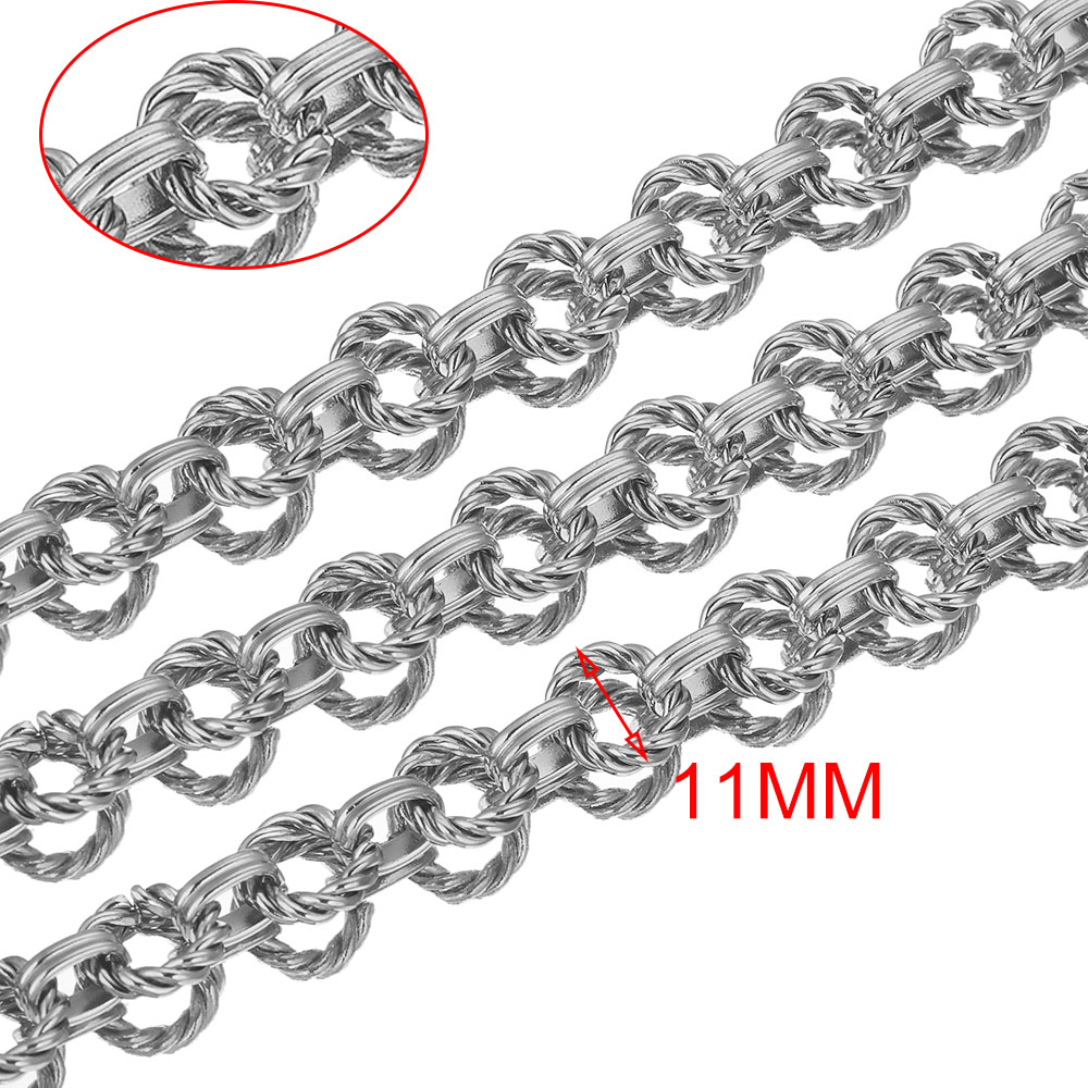 1 Meter großer schwerer Twist-Ring aus Edelstahl, klobiger Hip-Hop-Punk-Gliederketten, DIY-Schmuck, handgefertigte Halskette, Armband, Tasche: WHITE