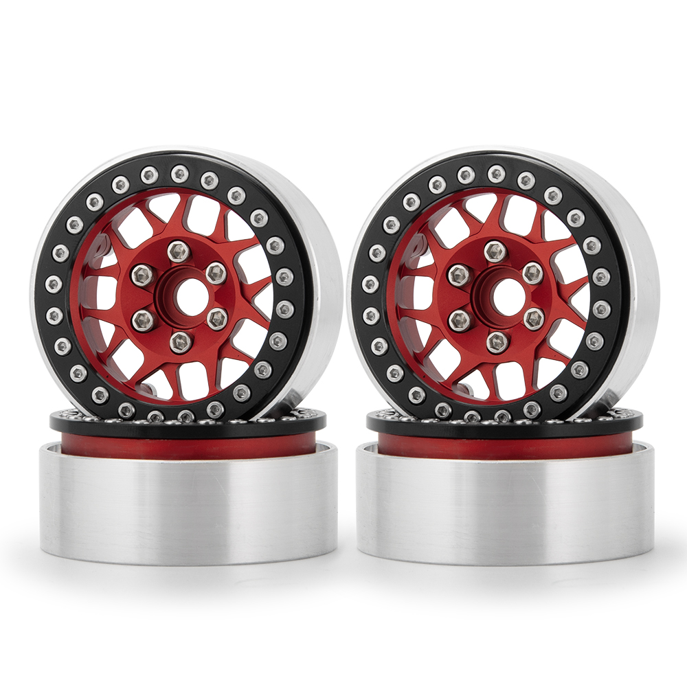 AXSPEED 4 llantas de Metal de 1,9 "/2,2 pulgadas Beadlock 25/35mm para Axial SCX10 Wraith TRX-4 D90 1/10 coche trepador de control remoto piezas de mejora: Rojo