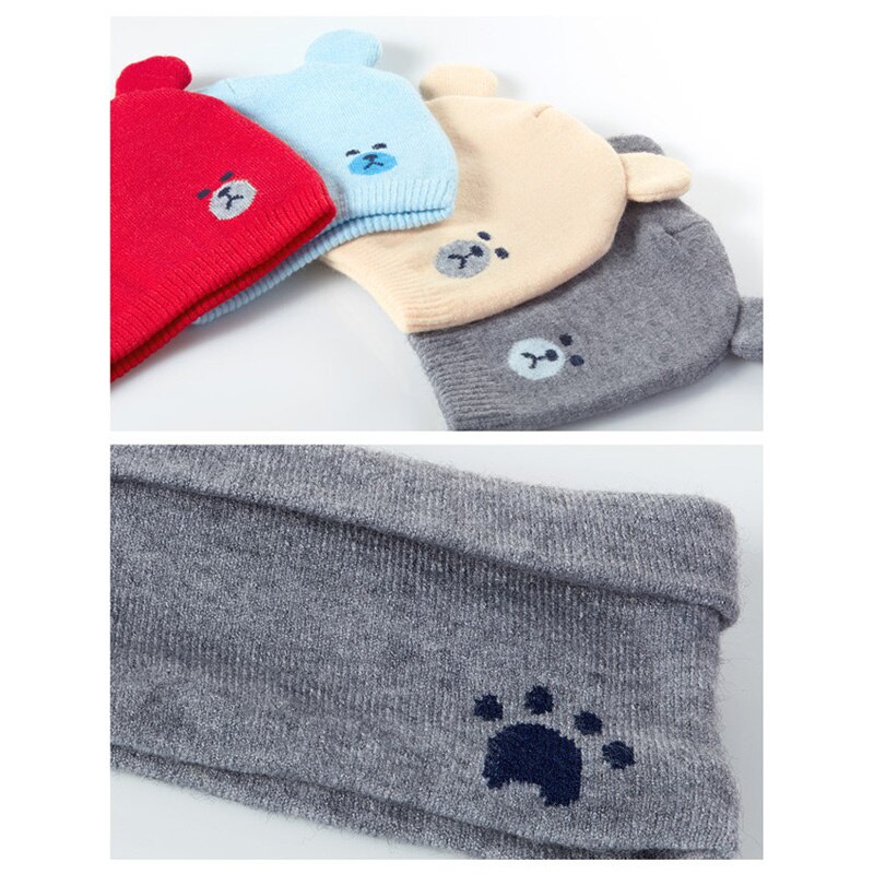 Bonnet bébé hiver | Costumes écharpe, bonnet bonnet tricoté , mignon dessin animé ours, bonnet B88