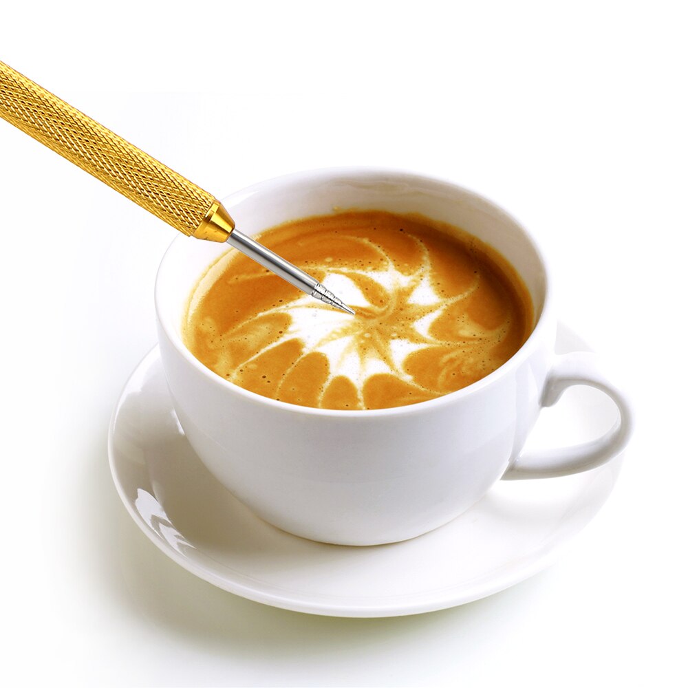 Niceyard koffiesjablonen koffieservies diy koffiekunstnaald roestvrij staal 1pc barista-tool latteschuimspatel