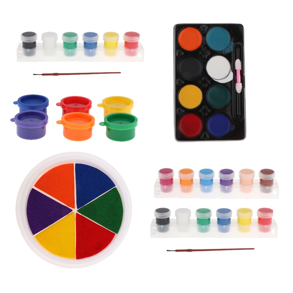 Kids Children DIY Finger Graffiti Painting Colorful Rainbow Ink Pad - 6 Vivid DIY Colors in Round Box