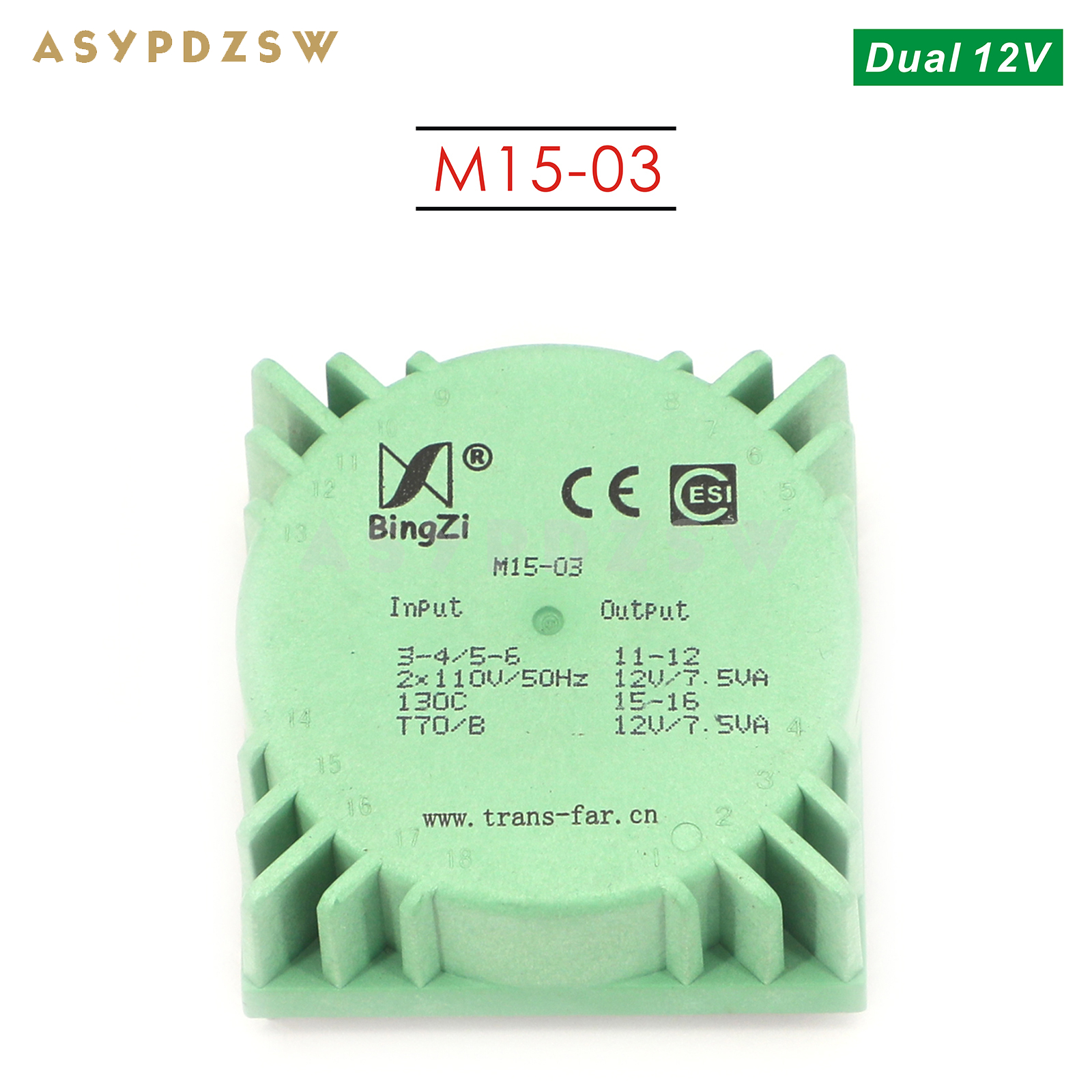 M15 AC 110x2 IN 15VA Epoxidversiegelter Topf-Ringkerntransformator 15W AC 9V ---- 24V (optional): orange